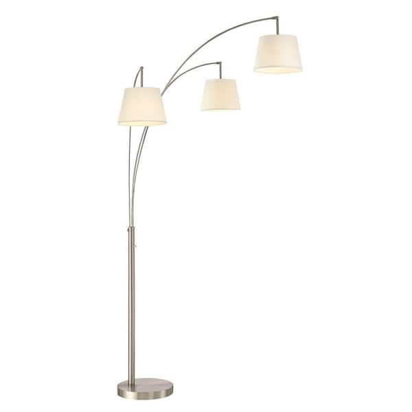 ARTIVA Luce 84 in. Modern LED 3-Arch Brushed Steel Floor Lamp with 