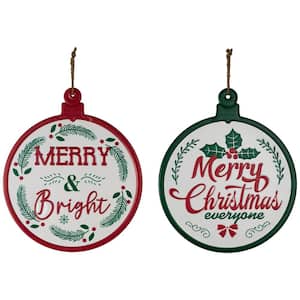 Northlight 12 in. Lighted Wooden Merry Christmas Round Christmas