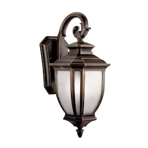 Salisbury 19.5 in. 1-Light Rubbed Bronze Outdoor Hardwired Wall Lantern Sconce with No Bulbs Included (1-Pack)