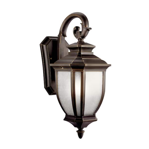 KICHLER Salisbury 19.5 in. 1-Light Rubbed Bronze Outdoor Hardwired Wall Lantern Sconce with No Bulbs Included (1-Pack)