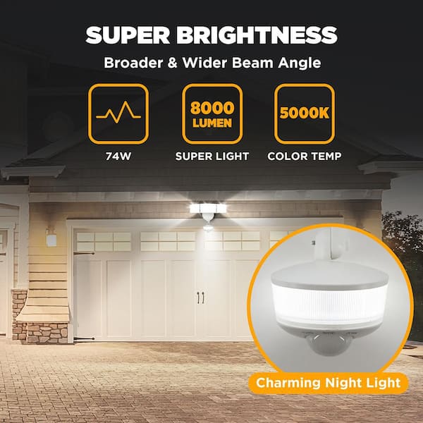 LUTEC 425-Watt equivalent 8000 Lumen 180° White Motion Sensing