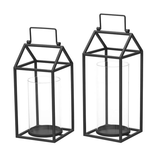 StyleWell Antiqued Brown Wood Lantern Candle Holder - Hanging or Tabletop  with Rope Handle (Set of 2) DC20-173553 - The Home Depot