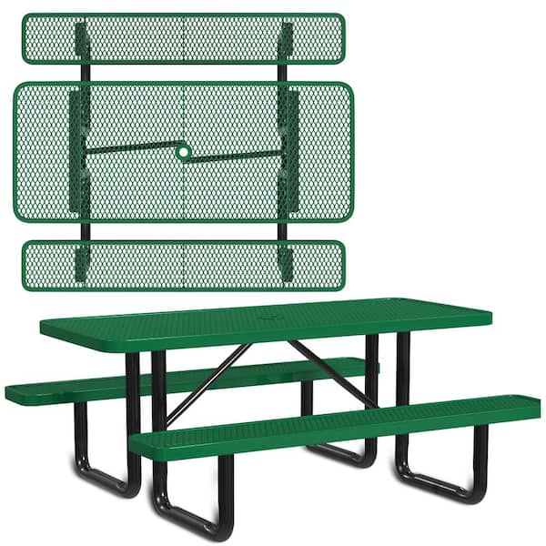 6 ft. Rectangle Portable Outdoor Commercial Metal Picnic Table