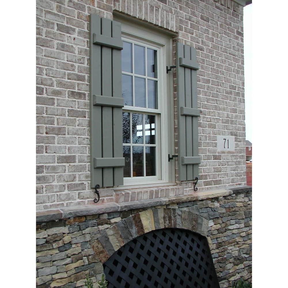 Primed White Pine Board and Batten Exterior Shutters, 18" x 33"