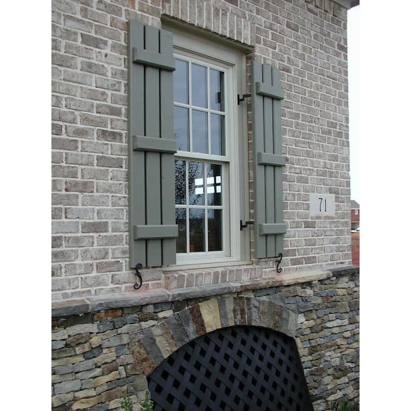 Ekena Millwork 12 In X 79 In Exterior Real Wood Pine Board Batten Shutters Pair White Rwb12x079whp The Home Depot