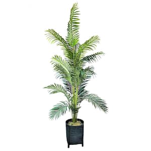 6 ft. Artificial Palm in Black Woven Footed Basket