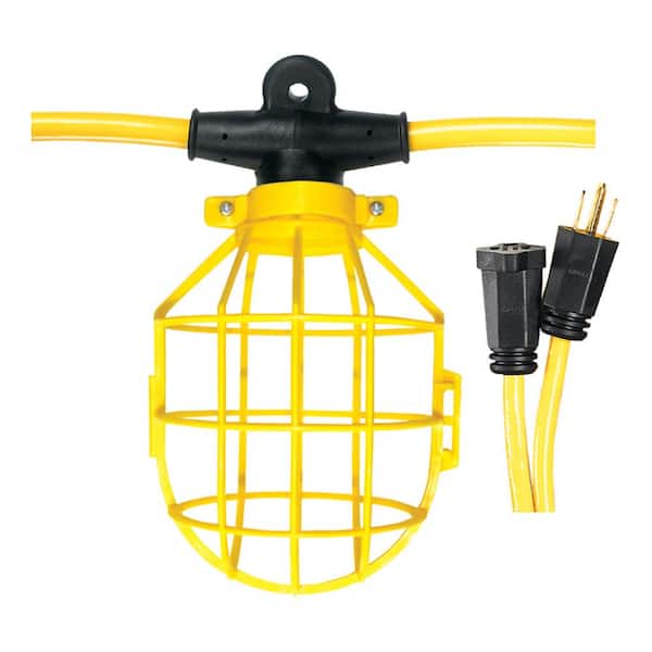 Voltec 50 ft. 12/3 SJTW 5-Light Plastic Cage Light String - Yellow