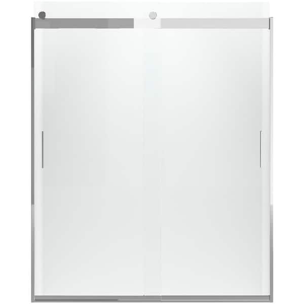 KOHLER Levity 59 in. x 70 in. Semi-Frameless Sliding Shower Door in Silver with Handle