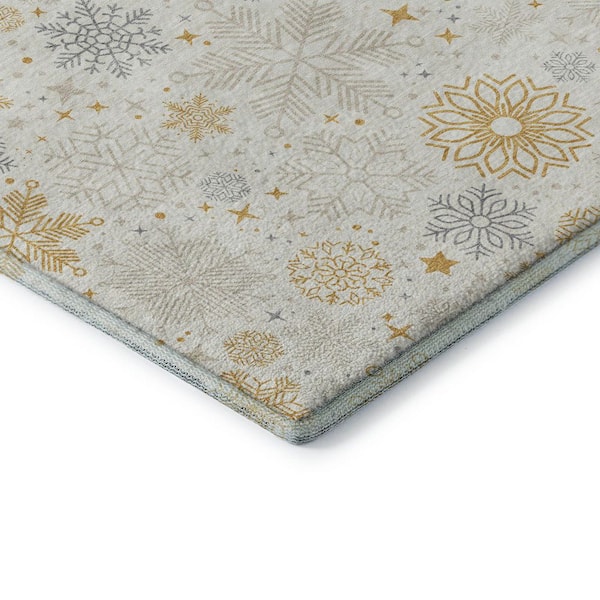 Mayfield Premium Machine Washable Abstract AMF1823 Ivory 8 ft. x 10 ft. Area Rug