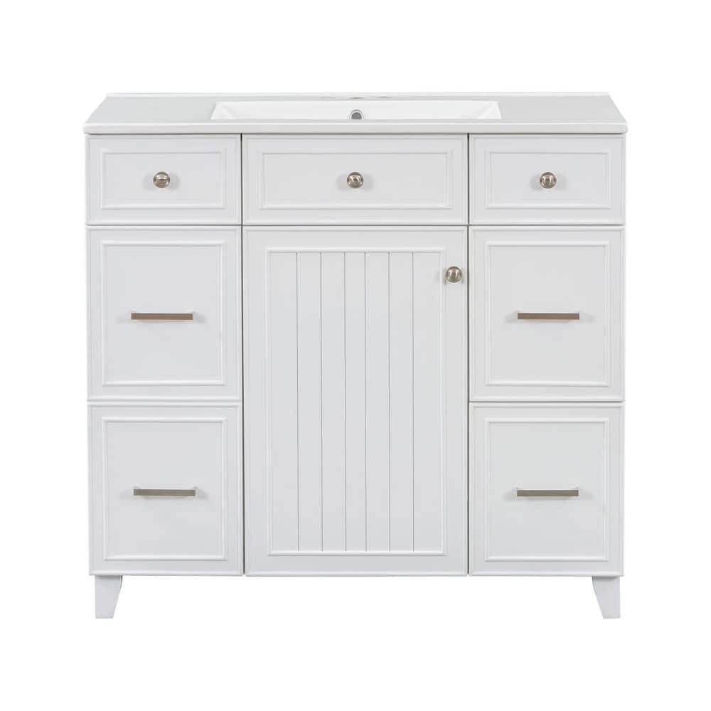 新作商品 Virubi 36 in. W Single Sink Bath Vanity in White with White テープ・マスキングテープ