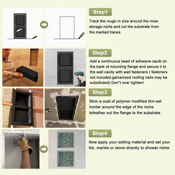 Suteck Shower Niche Double Shelf,Recessed Shower Niche Ready for