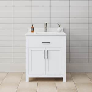 Beckett 30 in. W x 22 in. D x 35 in. H Single Sink Bathroom Vanity in White with Carrara Cultured Marble Top