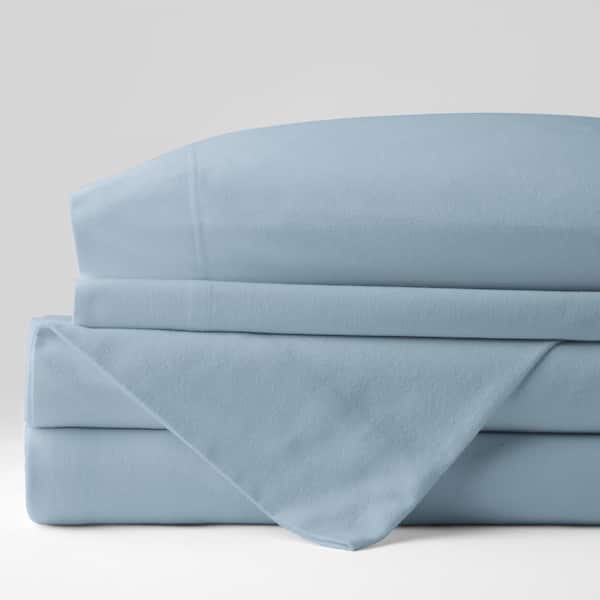 The Company Store 3-Piece Solid Organic Flannel Twin XL Sheet Set in Blue
