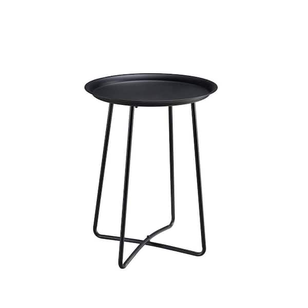 Unbranded Flare Leg 16 in. W x 20.75 in. H Round Black Metal End Table
