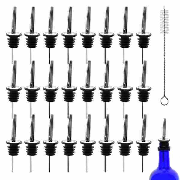 24-Piece Stainless Steel Liquor Bottle Pour Spouts with Tapered Free-Flow Design and 5-Layer Leak-Proof