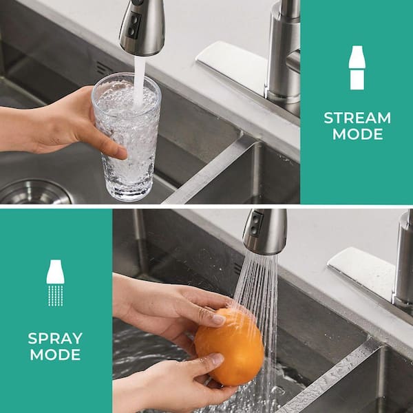 ANZA Single-Handle Pull Down Sprayer Kitchen Faucet with Deck