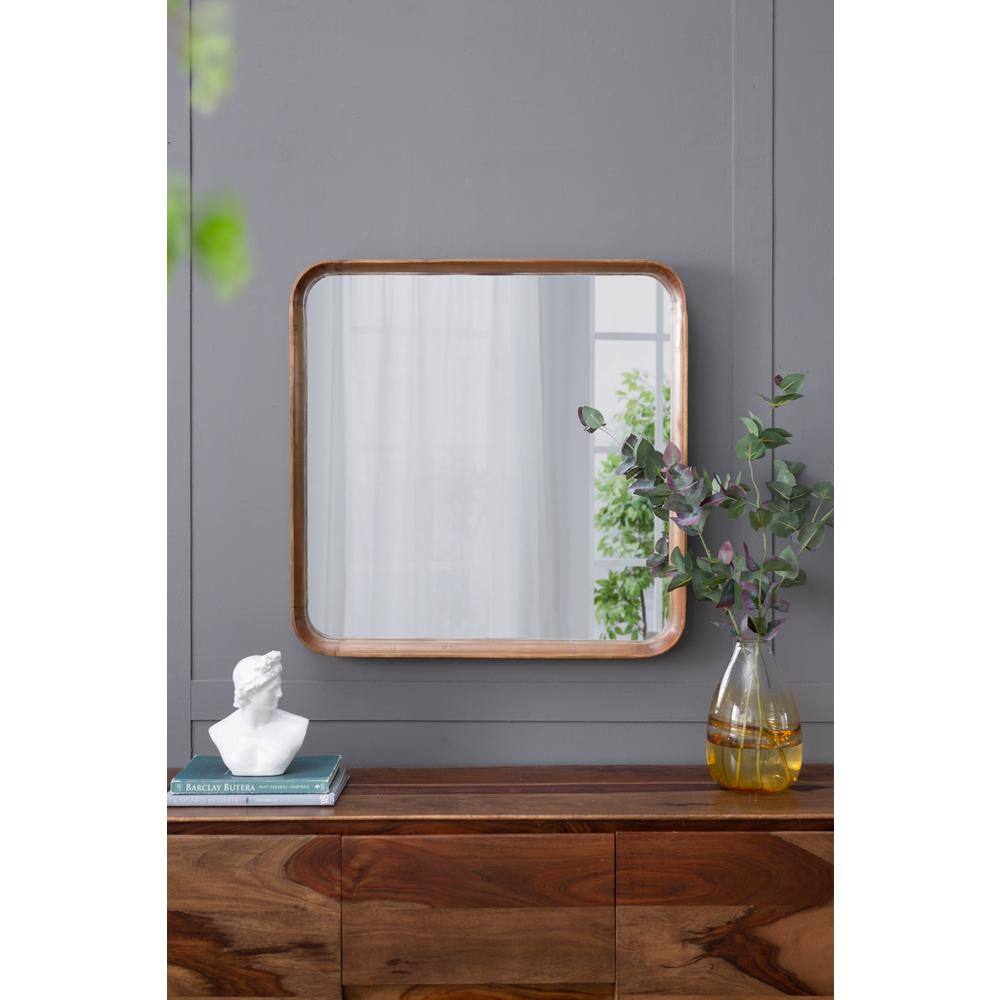 Wayne Light Brown Wood Square Wall Mirror