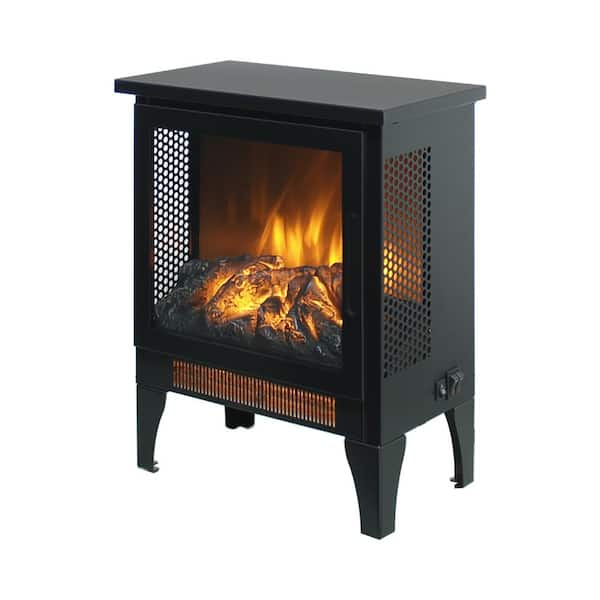Edendirect 14.2 in. Freestanding Electric Fireplace with 3D Flame Effect in Black