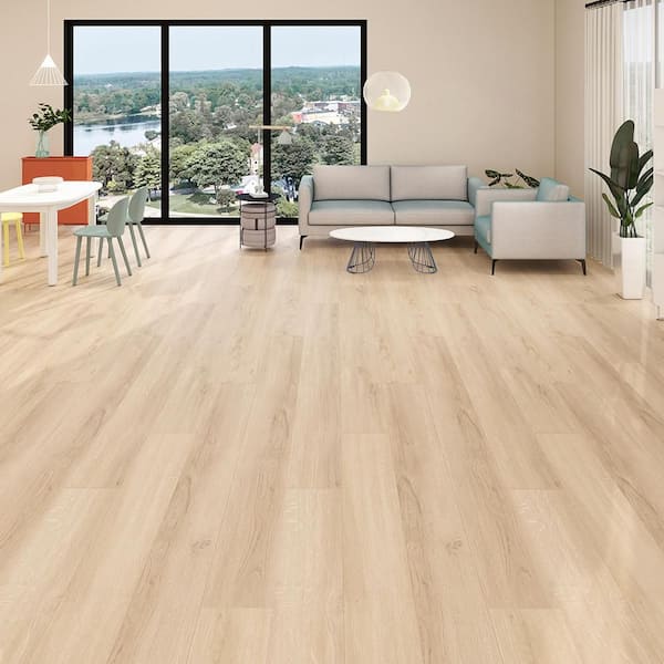 Light Canoy 12 mm T x 7.7 in. W x 48 in. L Laminate Wood Flooring (20.56 sq. ft./Case)
