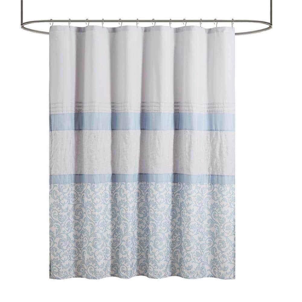 Printed and Embroidered 72 in. W x 72 in. L Polyester Microfiber Shower Cur