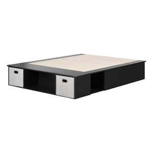 Vito Pure Black Full Size Bed 56 in. W with Storage