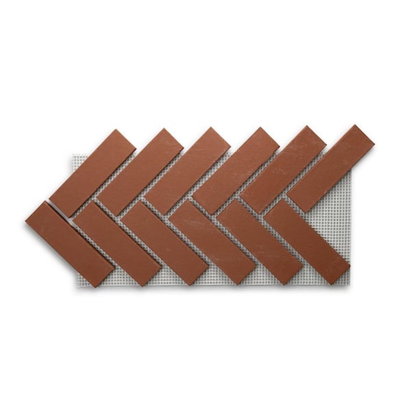 28 in. x 12.5 in. x 0.5 in. Brickwebb Herringbone Sedona Thin Brick Sheets (Box of 5-Sheets)
