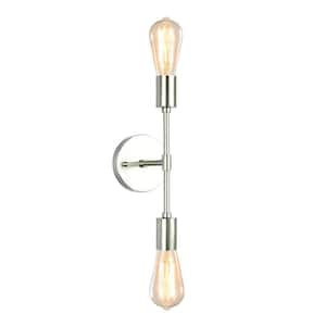 12.8 in. 2-Light Nickel Vanity Light with No Shade