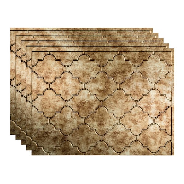 Fasade 18.25 in. x 24.25 in. Monaco Vinyl Backsplash Panel in Bermuda Bronze (5-Pack)