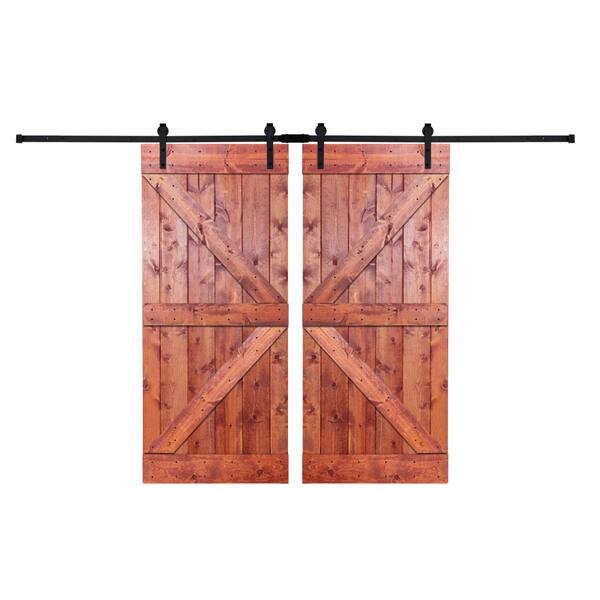 Akicon DK Series 84 in. x 84 in. 12-Panel Red Oak Painted Wood Sliding Door