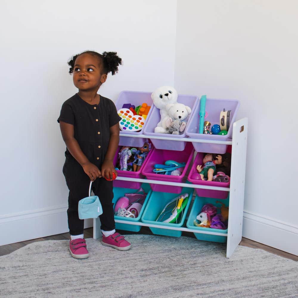 Kids' Multicolor Plastic and Wood Toy Storage Organizer