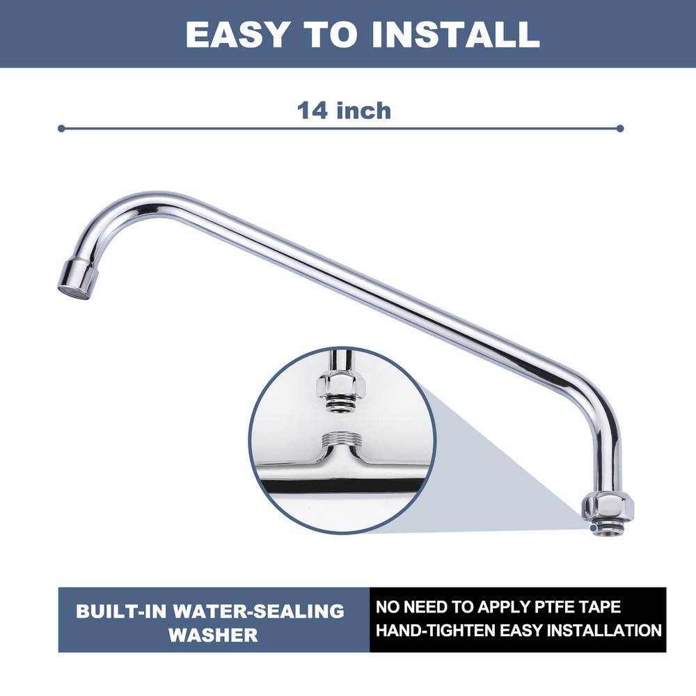 14" Chrome Double Handle Deck Mounted Kitchen Faucet with Swivel Spout
