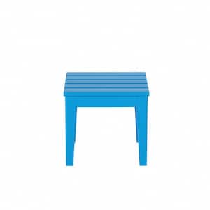 Shoreside Pacific Blue Square HDPE Plastic 18 in. Modern Outdoor Side Table