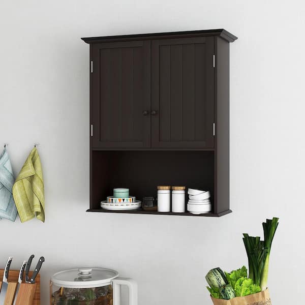 Costway 23.5 in. W x 8 in. D x 28 in. H Espresso Bathroom Costway 23.5 in. W x 8 in. D x 28 in. H Espresso Bathroom