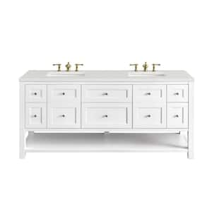 Breckenridge 72.0 in. W x 23.5 in. D x 34.2 in. H Double Bathroom Vanity in Bright White with Lime Delight Quartz Top