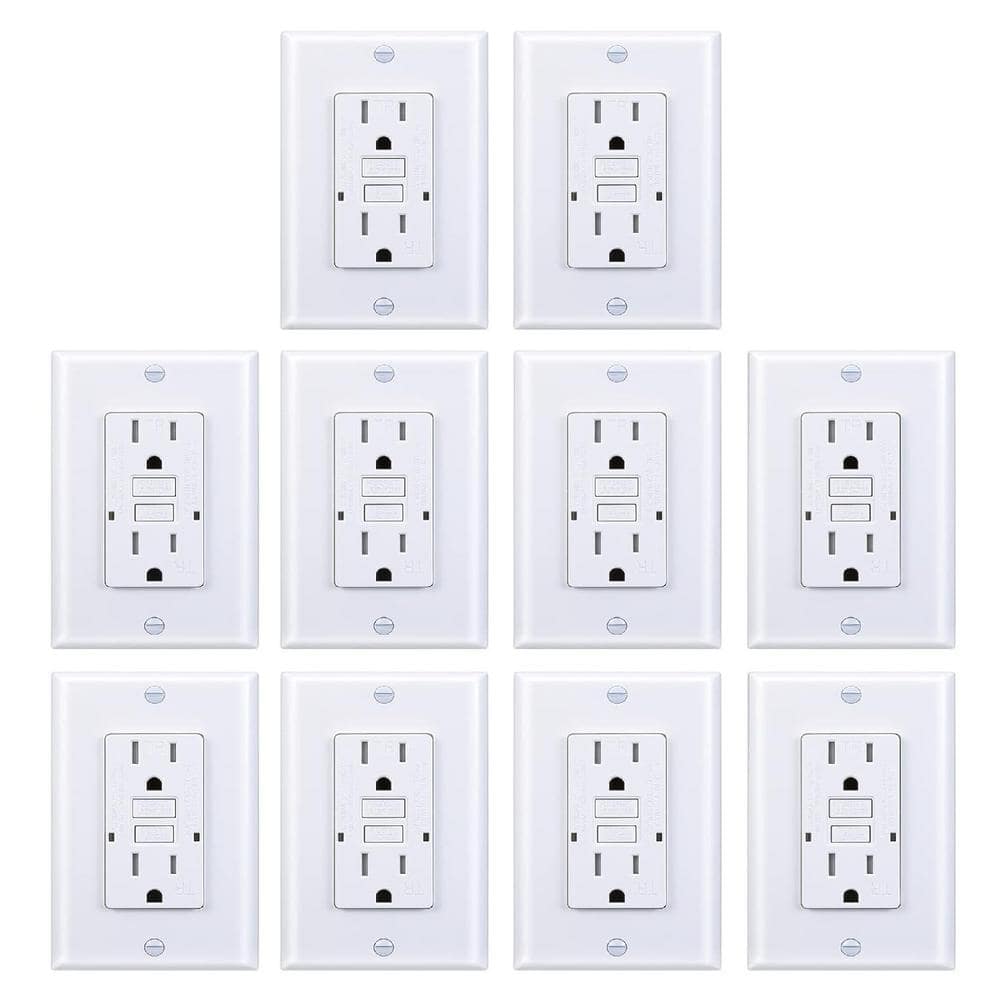 15A Tamper-Resistant GFCI Outlet with LED Indicator, Decorator Wall Plates and Screws, UL Listed in White - (10-Pack) price history on PriceWatchPro