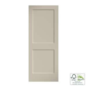 24 in. x 80 in. x 1-3/8 in. Shaker White Primed 2-Panel Solid Core Wood Interior Slab Door