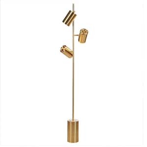 65.5 in. Gold 3-Light Metal Standard Floor Lamp