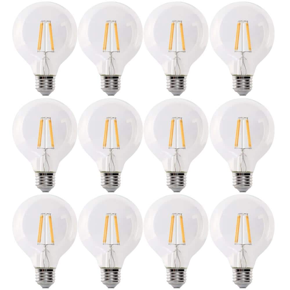 100-Watt Equivalent G25 Globe Dimmable Filament Clear Glass E26 LED Vintage Edison LIght Bulb Bright White 3000K 12-Pack -  Feit Electric, G25100930FIL3/4