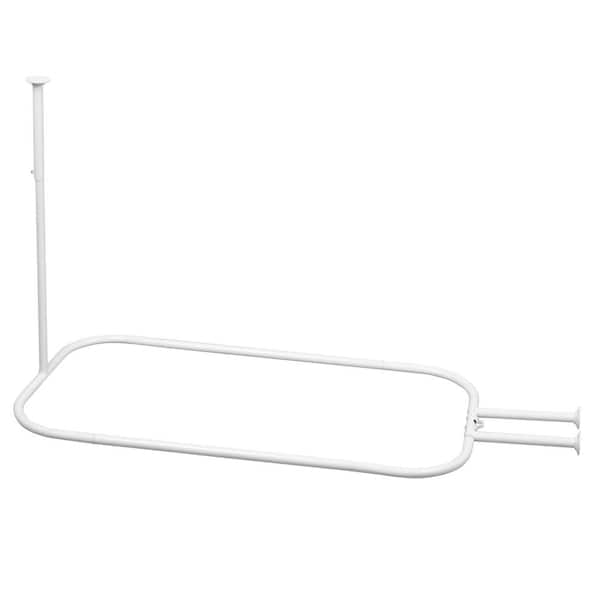 Zenna Home Rustproof 46 in. Aluminum Hoop Shaped Shower Rod in White for Standalone Tubs