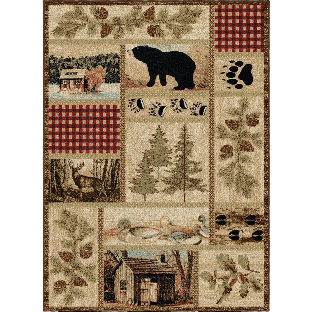 American Destination Getaway Trail Lodge Multi 5 ft. x 8 ft. Woven Animal Print Polypropylene Rectangle Area Rug price history on PriceWatchPro