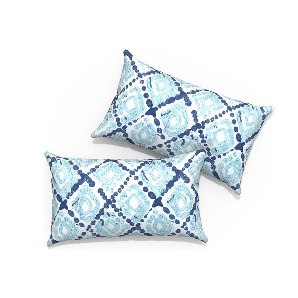 Blue Outdoor Lumbar Pillow