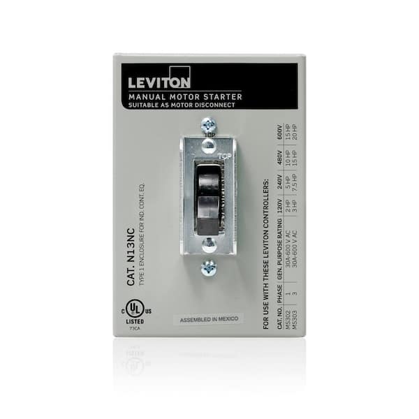 Leviton Type 1 Enclosure (for use with 30 Amp Motor Controller Switches) Steel - Gray