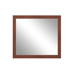35 in. W x 34 in. H Rectangle Framed Wall Mounted Modern Bathroom Vanity Mirror in Traditional Brown