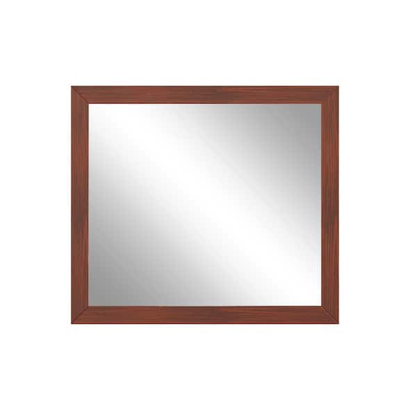 CASAINC 35 in. W x 34 in. H Rectangle Framed Wall Mounted Modern Bathroom Vanity Mirror in Traditional Brown