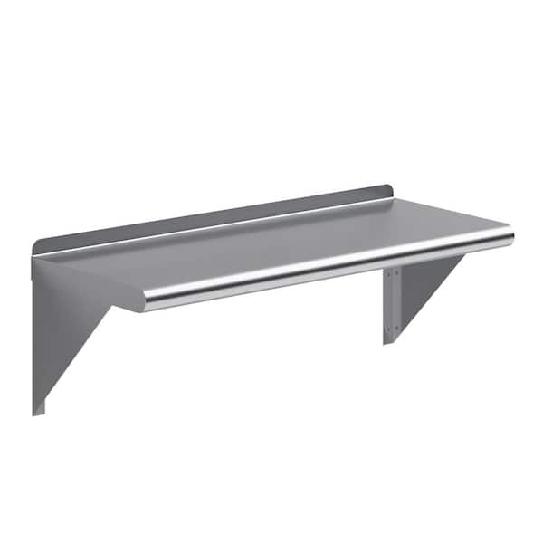 12 in. x 30 in. Stainless Steel Wall Shelf. Kitchen, Restaurant, Garage, Laundry Metal Shelf with Brackets