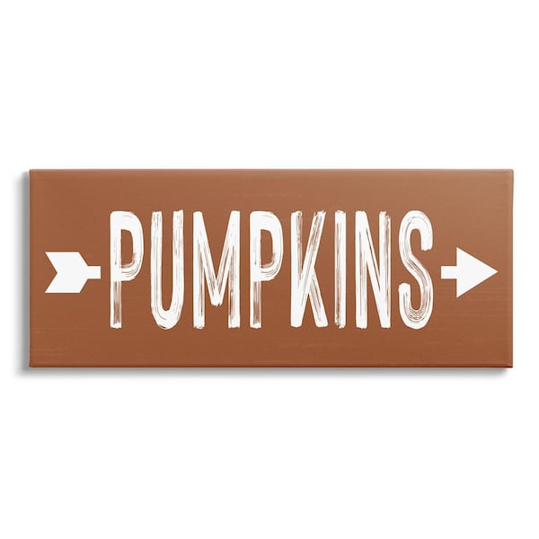 Stupell Industries Pumpkins Pointing Right byLettered and Lined 1-Piece Unframed Graphic Print Typography Poster Art Print 24 in. x 10 in.