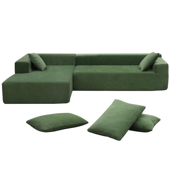 LUCKY ONE 109 in. 2-Piece L Shaped Chenille Modern Sectional