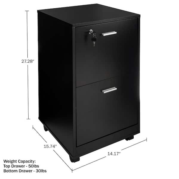 Lavish Home Locking 2-Drawer Matte Black Engineered Wood