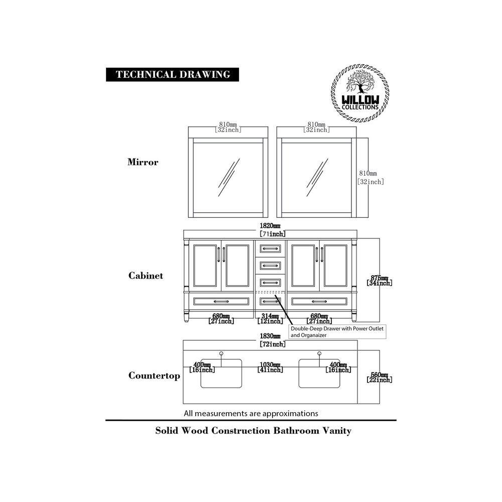 Hudson 72" Hale Blue Double Sink Vanity with Carrara Marble Top