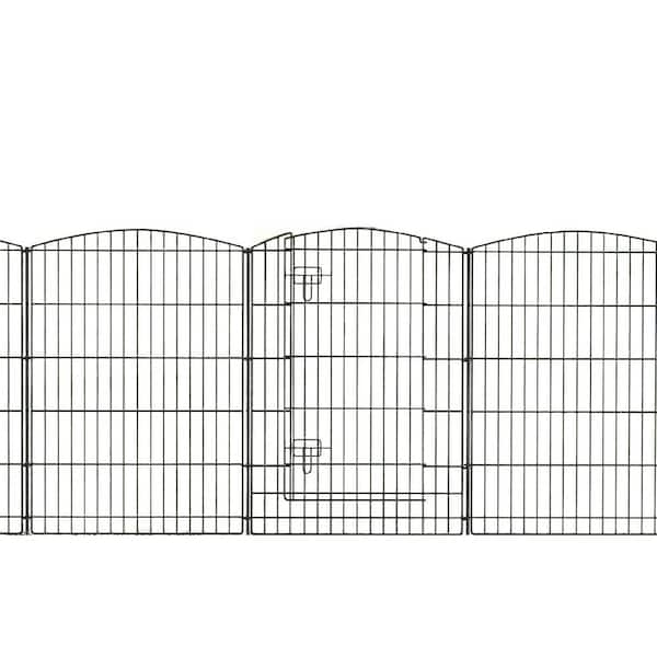 Justincity 39.5 in. Metal Decorative Garden Fence 12 Panels Animal Barrier Rustproof Temporary Fence with Gate for Outdoor Yard